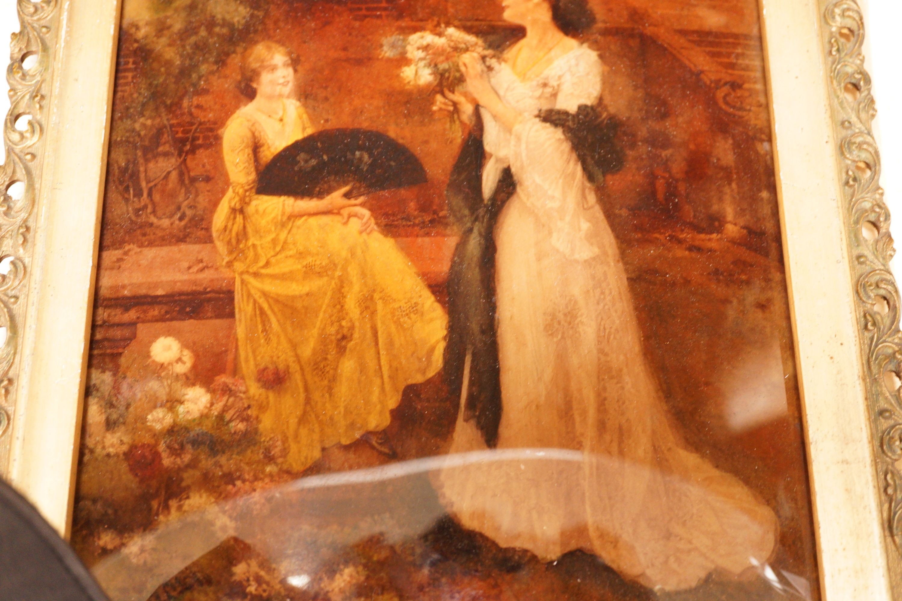 A 19th century gilt framed reverse painting on glass, 26x18cm